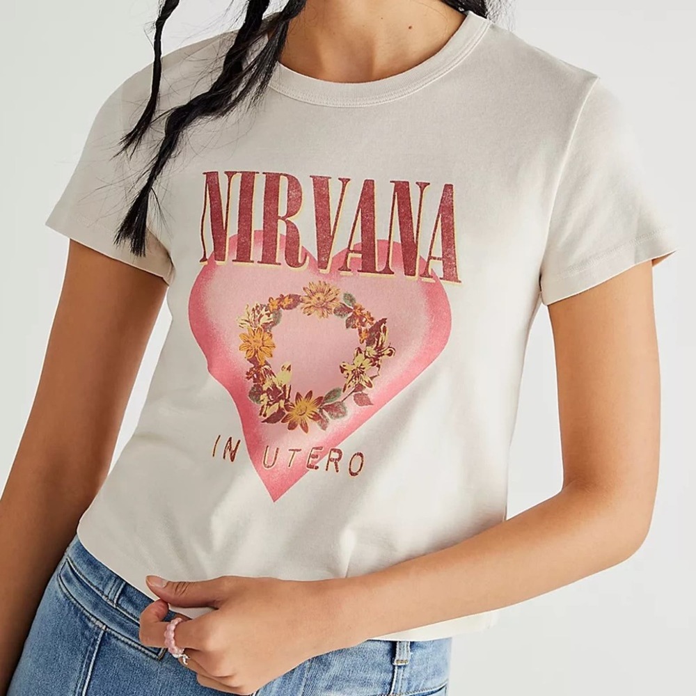 FREE PEOPLE Nirvana In Utero Heart Shaped Box Shrunken Band Tee XL